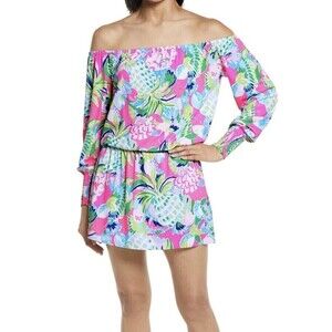 Lilly Pulitzer Lana Skort Romper XXS Off Shoulder Raise the Bar Pink Floral